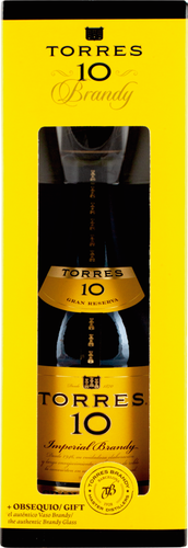 Бренди TORRES 10 Gran Reserva 38%, п/у + стакан, 0.7л, картинка