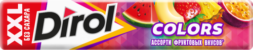Жевательная резинка DIROL Colors XXL ассорти фруктовых вкусов, 19Г, фотография