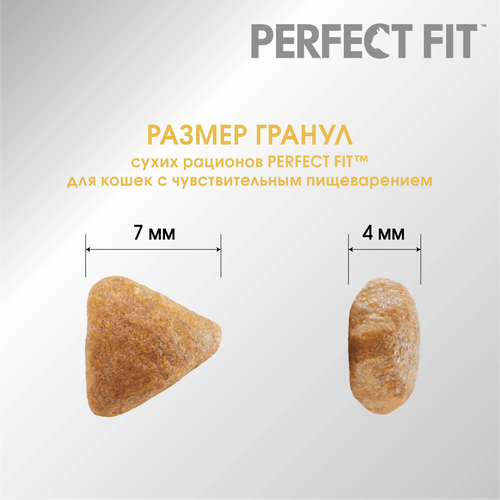 Корм сухой для кошек Perfect Fit с индейкой с чувствительным пищеварением, 1.2кг, крупный план