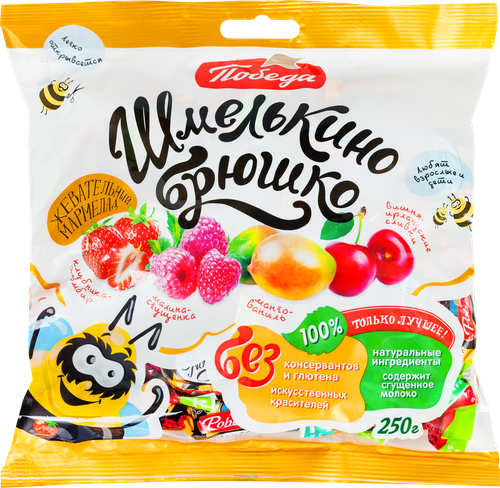 Мармелад жевательный ПОБЕДА ВКУСА Шмелькино брюшко микс, 250г, вид