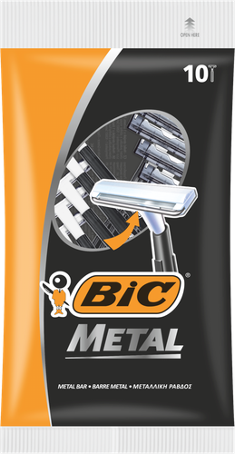Бритва одноразовая мужская BIC Metal 1 лезвие, защитная металлическая полоска, 10шт, картинка