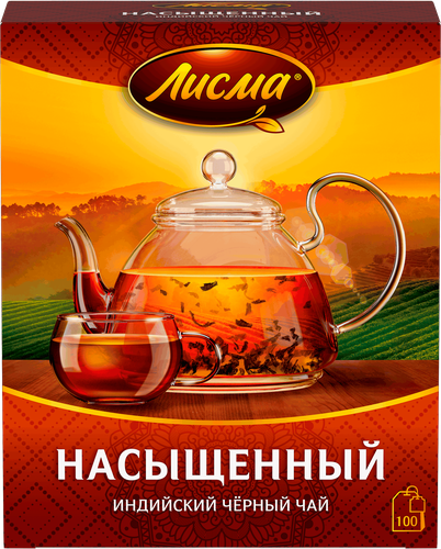 Чай черный ЛИСМА Индийский байховый, 100пак, вид
