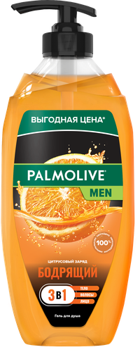 Гель для душа мужской PALMOLIVE Men Цитрусовый заряд Бодрящий 2в1, 750мл, детальное фото