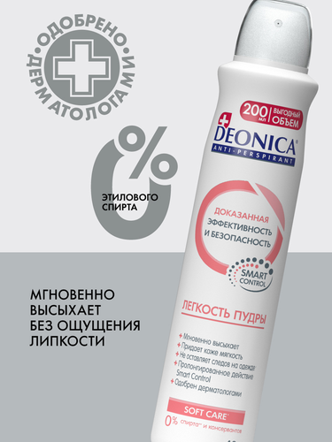 Антиперспирант-спрей женский DEONICA Легкость пудры, 200мл, изображение