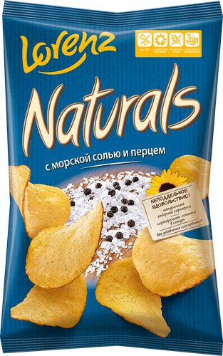 Чипсы картофельные NATURALS с морской солью и перцем, 100г, изображение