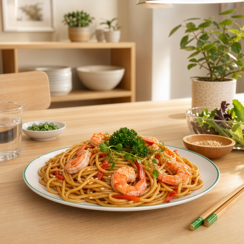 Удон с креветкой в устричном соусе ЛЕНТА FRESH, 240г, вид