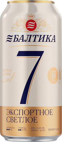 Пиво светлое БАЛТИКА Экспортное №7 пастеризованное 5,4%, ж/б, 0.9л, изображение