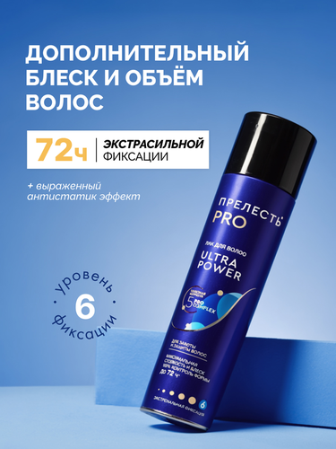 Лак для волос ПРЕЛЕСТЬ Professional Ultra Power, экстремальная фиксация, 300мл, детальное фото
