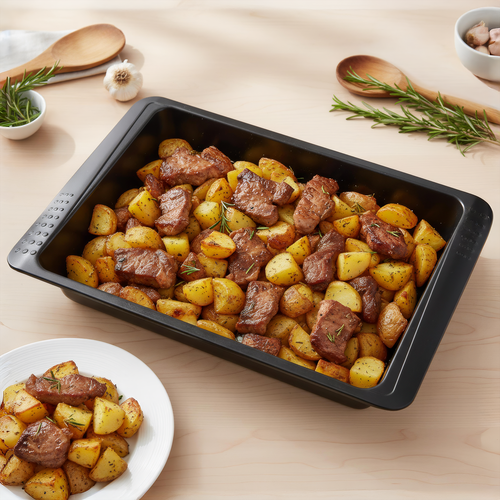 Форма для выпечки HOMECLUB Essential 39,5х25,7х4,5см, прямоугольная большая, сталь Арт. CB01191, крупный план