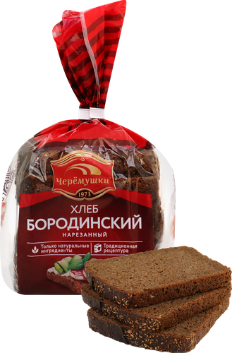 Хлеб ЧЕРЕМУШКИ Бородинский, в нарезке, половинка, 390г, детальное фото