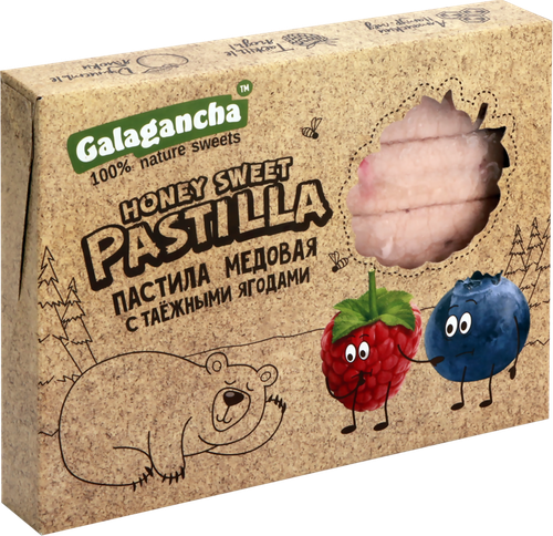 Пастила GALAGANCHA Pastilla медовая с таежными ягодами, 190г, крупный план