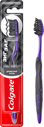 Зубная щетка COLGATE Зиг Заг Древесный уголь многофункциональная, средней жесткости, картинка