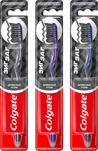 Зубная щетка COLGATE Зиг Заг Древесный уголь многофункциональная, средней жесткости, фото
