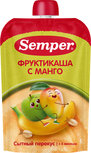 Пюре фруктово-злаковое SEMPER Мультифруктовое, с кашей, с 6 месяцев, 120г, картинка