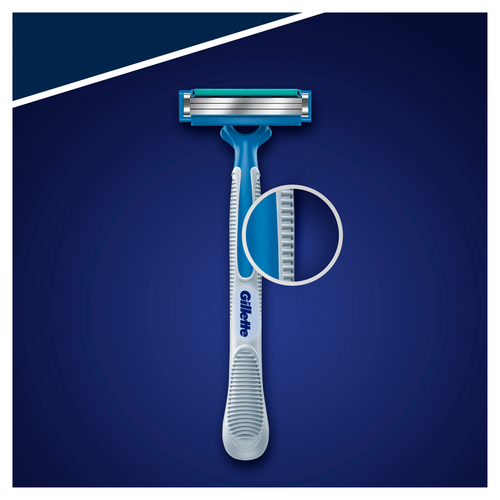 Станок для бритья одноразовый GILLETTE Blue Simple 3, 8шт, крупный план