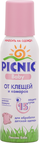 Аэрозоль от клещей и комаров детский PICNIC Baby, 125мл, детальное фото