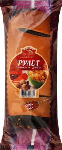 Рулет ЧЕРЕМУШКИ с маком и изюмом, 300г, крупный план