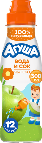 Напиток фруктовый АГУША Яблоко вода с соком, с 12 месяцев, 300мл, крупный план