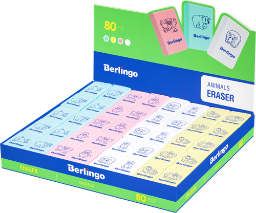 Ластик BERLINGO Animals прямоугольный 2,8х1,8х1см, Арт. Blc_00150, вид