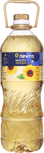Масло подсолнечное ЛЕНТА рафинированное дезодорированное высший сорт, 1.8л, фото