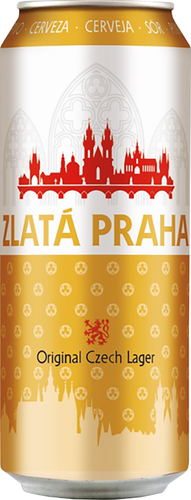 Пиво светлое ZLATA PRAHA фильтрованное пастеризованное, 4,7%, ж/б, 0.5л, крупный план