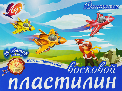 Пластилин ЛУЧ Фантазия, мягкий, восковой, 18 цветов, крупный план