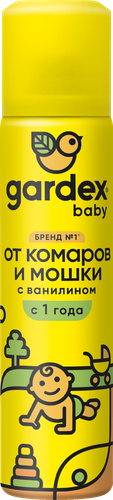 Аэрозоль от комаров и мошки детский GARDEX Baby 1+, 80мл, вид