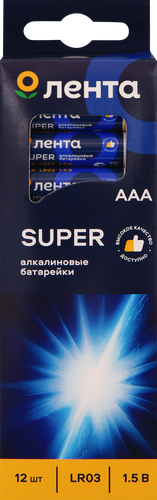 Элементы питания ЛЕНТА ААА алкалиновая Арт. ALR0312, 12шт, фото