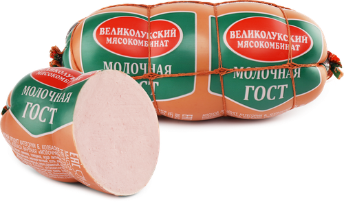 Колбаса вареная МК ВЕЛИКОЛУКСКИЙ Молочная ГОСТ в обвязке, 500г, детальное фото