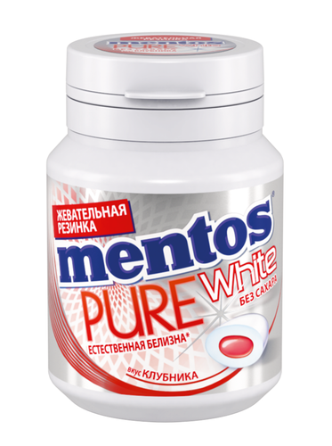 Жевательная резинка MENTOS Pure white со вкусом клубники, 54г, изображение