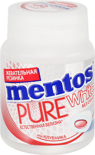 Жевательная резинка MENTOS Pure white со вкусом клубники, 54г, фото