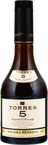 Бренди TORRES 5 Solera Reserva 38%, 0.5л, крупный план