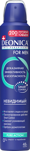 Антиперспирант-спрей мужской DEONICA For Men Невидимый, 200мл, детальное фото