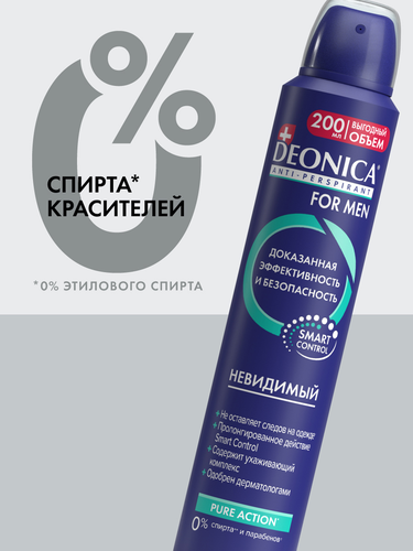 Антиперспирант-спрей мужской DEONICA For Men Невидимый, 200мл, фотография