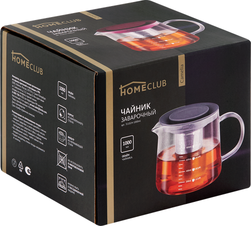 Чайник заварочный HOMECLUB Camellia, 1л, в ассортименте, Арт. 311024-
1000ml, вид