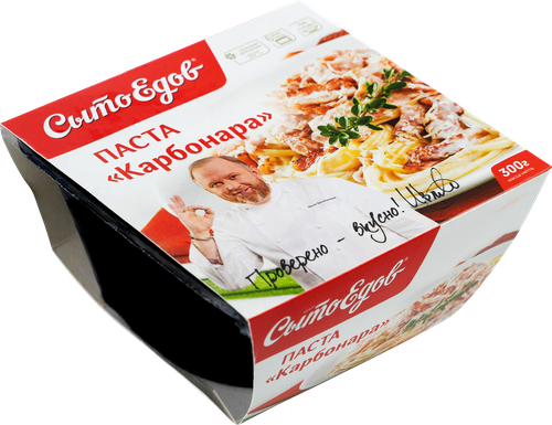 Паста СЫТОЕДОВ Карбонара с сыром и беконом в сливочном соусе, 300г, крупный план