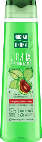 Шампунь для волос ЧИСТАЯ ЛИНИЯ Конский каштан, против выпадения, 400мл, картинка