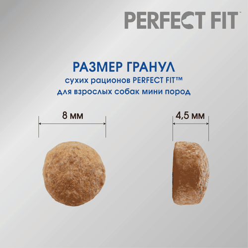 Корм сухой для собак Perfect Fit с курицей для мелких и миниатюрных пород 1+, 500г, крупный план
