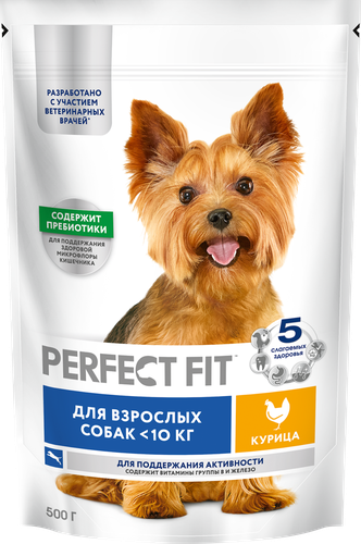 Корм сухой для собак Perfect Fit с курицей для мелких и миниатюрных пород 1+, 500г, картинка