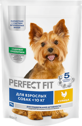 Корм сухой для собак Perfect Fit с курицей для мелких и миниатюрных пород 1+, 500г, фото