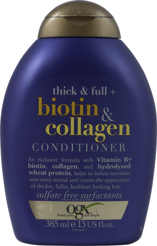 Кондиционер для лишенных объема и тонких волос OGX Biotin&Collagen с биотином и коллагеном, 385мл, фото