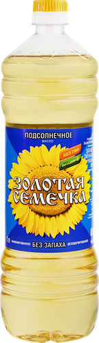 Масло подсолнечное ЗОЛОТАЯ СЕМЕЧКА рафинированное дезодорированное, 1-й сорт, 1л, детальное фото