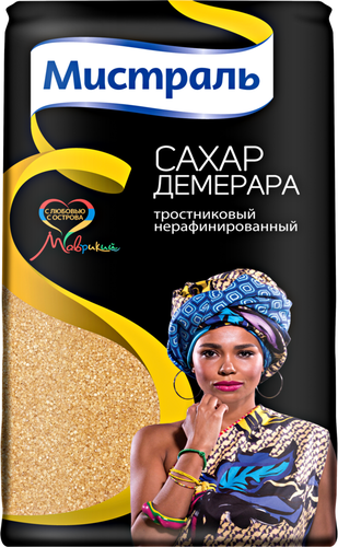 Сахар тростниковый МИСТРАЛЬ Демерара нерафинированный, 900г, изображение
