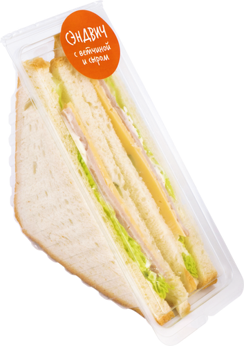 Сэндвич с ветчиной и сыром ЛЕНТА FRESH, 170г, крупный план