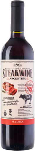 Вино STEAKWINE Мальбек Мендоса ординарное красное полусухое, 0.75л, крупный план