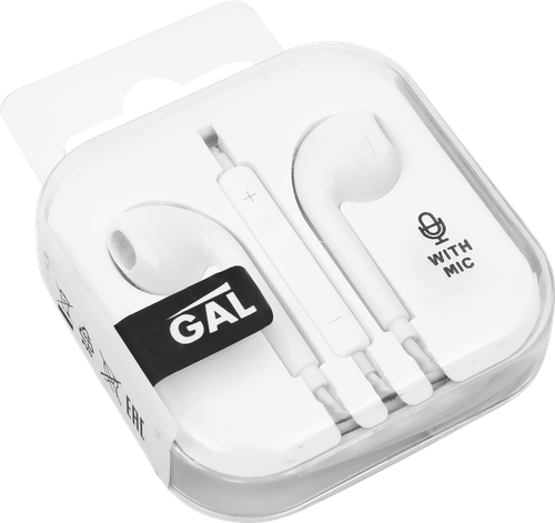 Наушники GAL с микрофоном, белый Арт. HM-060WT, фотография