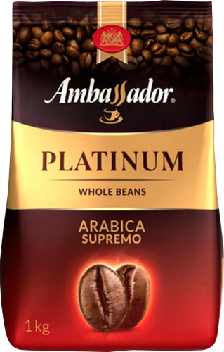 Кофе зерновой AMBASSADOR Platinum натуральный жареный, 1кг, вид