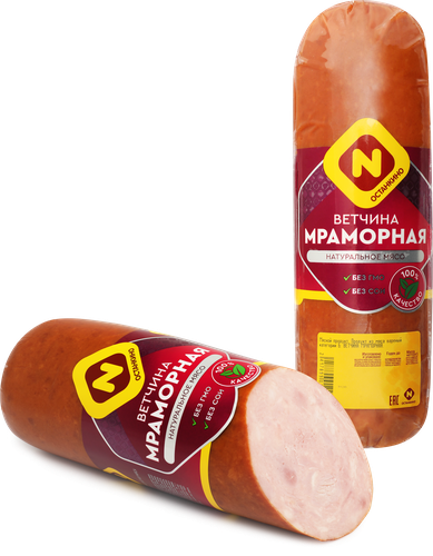 Ветчина ОСТАНКИНО Мраморная, весовая, картинка