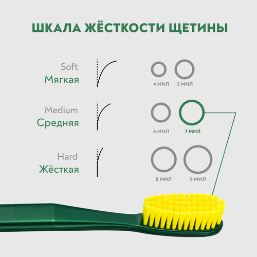 Зубная щетка PRESIDENT Classic, средней жесткости, детальное фото