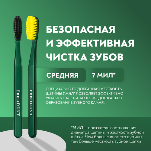 Зубная щетка PRESIDENT Classic, средней жесткости, изображение